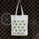 Printed semi-linen shopping bag "Owls green"